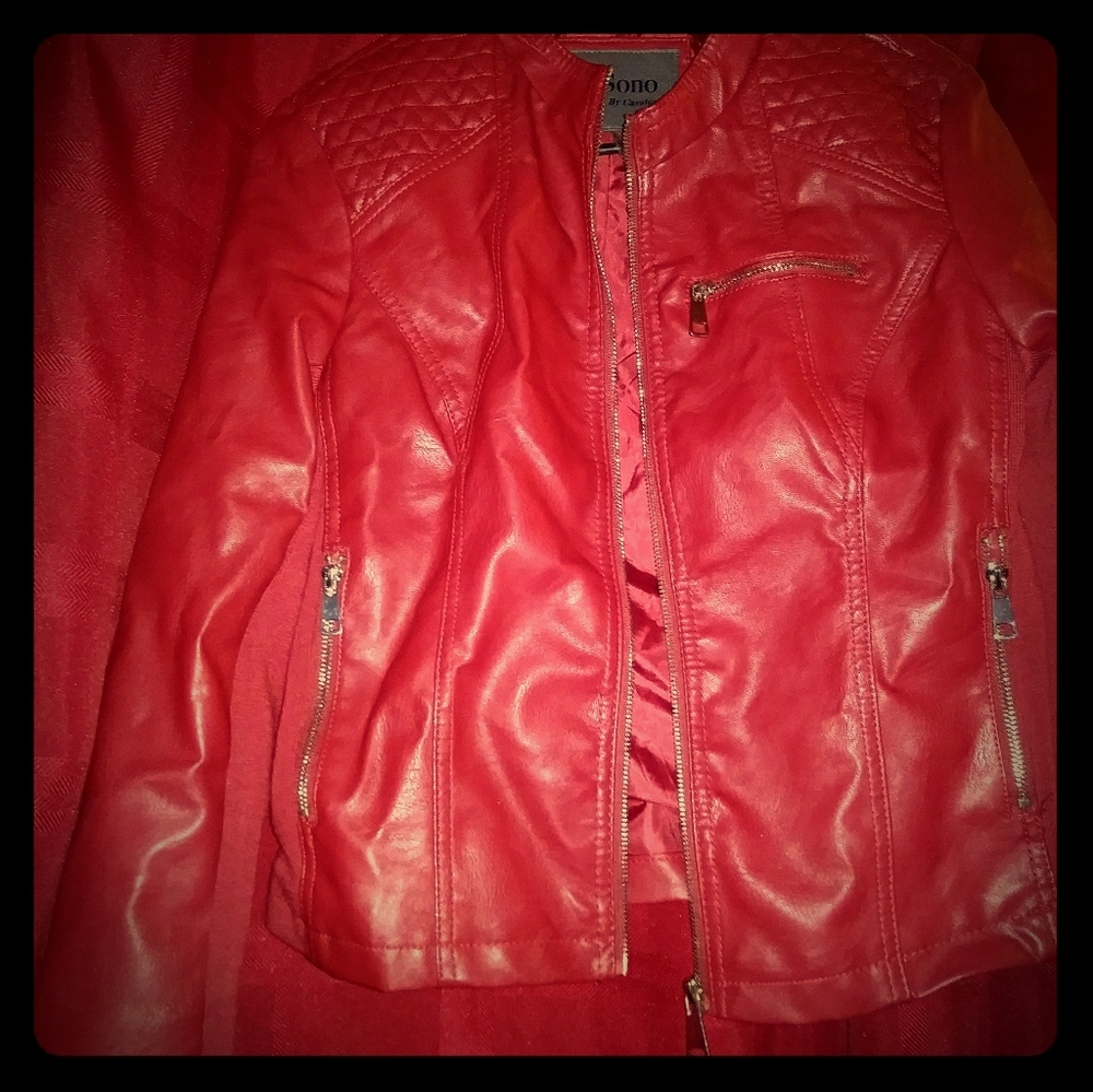 Red faux Leather Jacket